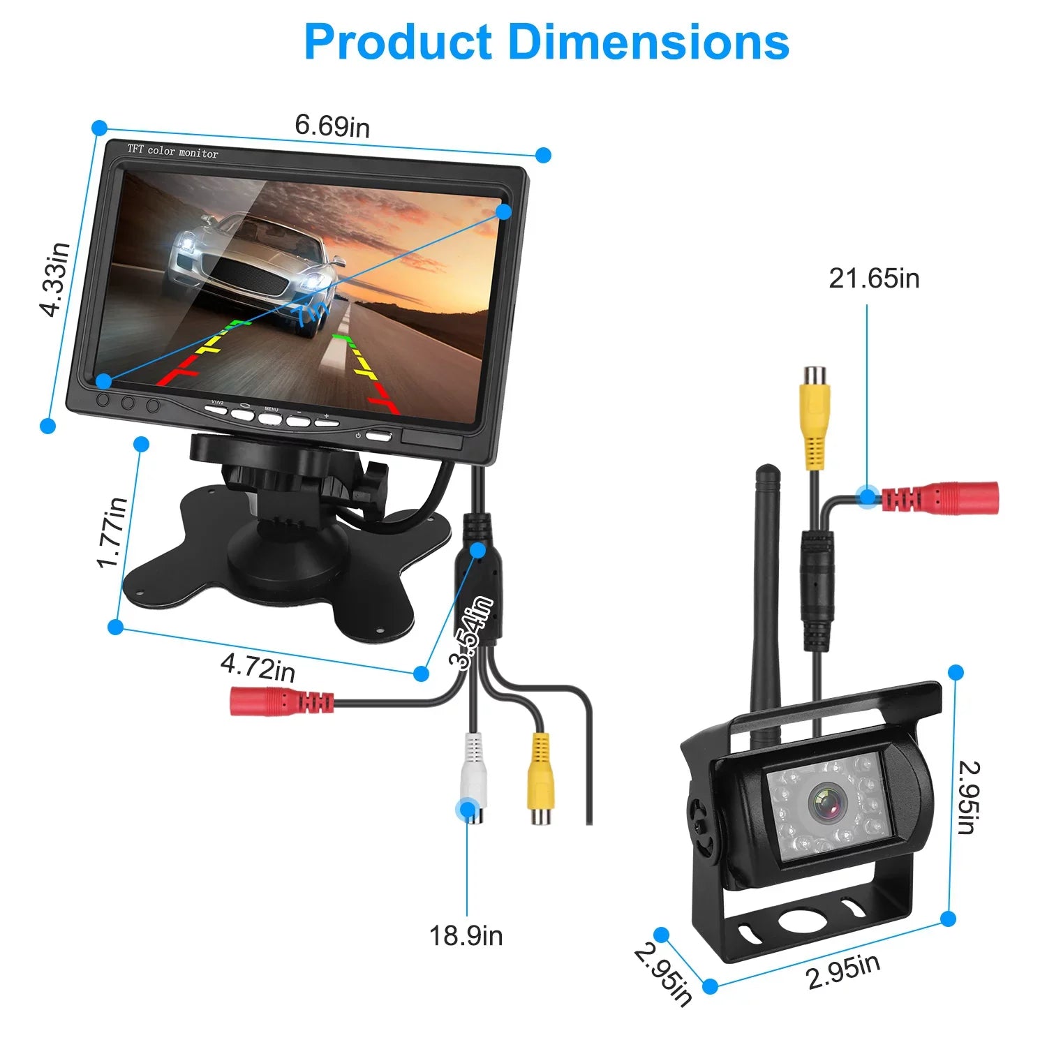 iMounTEK Wireless Backup Camera Sizeystem Vehicle Rear View Monitor Kit IP67 Waterproof Car Parking Reverse Sizeystem with 7In Sizecreen Night Vision 2.4G Sizetable Sizeignal for Car Trunk Van SizeUV