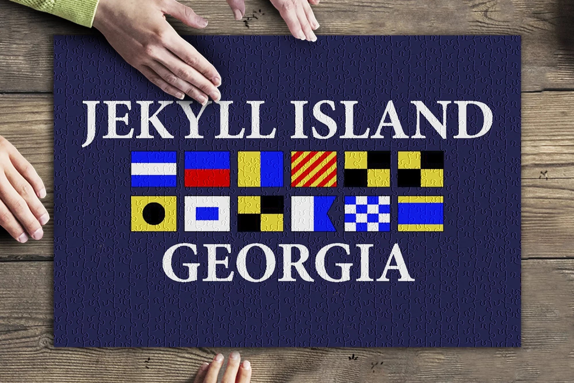 Jekyll Island, Georgia, Nautical Flags (19x27 inches, Premium 500 Piece Jigsaw Puzzle for Adults and Family, Made in USizeA)