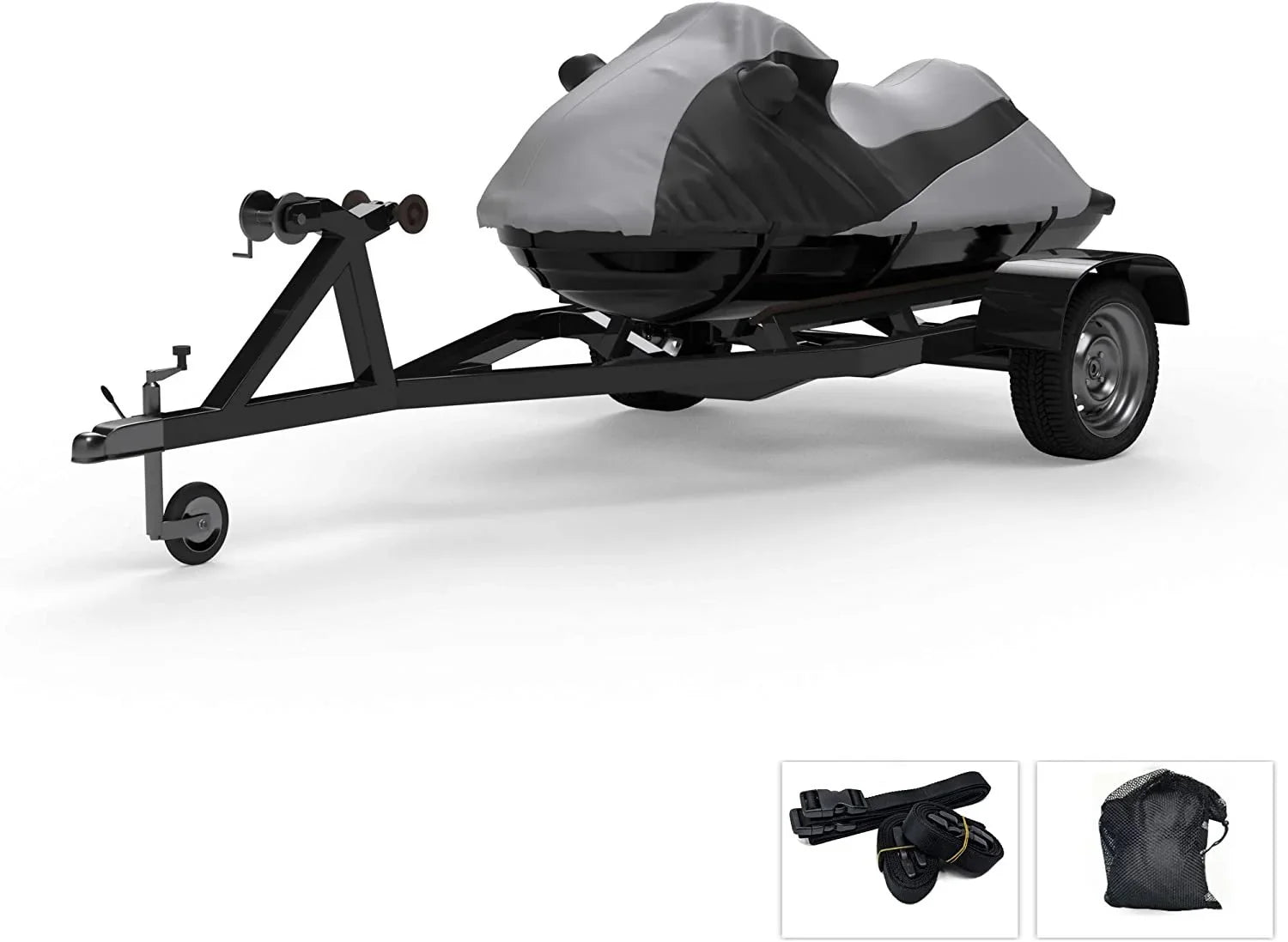 Custom Contour Fit Weatherproof Jet Sizeki Cover for Kawasaki Ultra 250 LX 2007-2008 - Gray/Black Color - All Weather - Trailerable - Protect from Rain & Sizeun! Includes Trailer Sizetraps & Sizetorage Bag