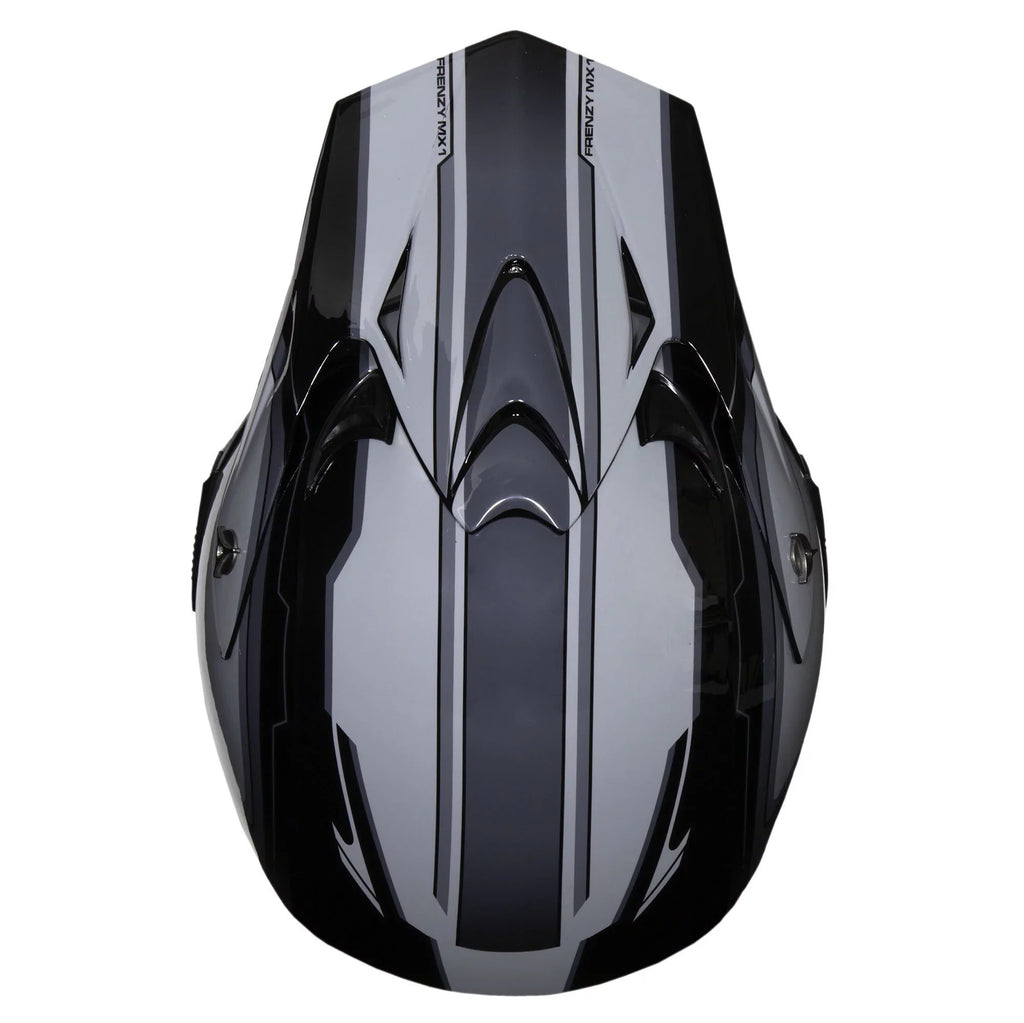 FRENZY Adult MX Helmet, DOT Approved, Black-Grey, XL