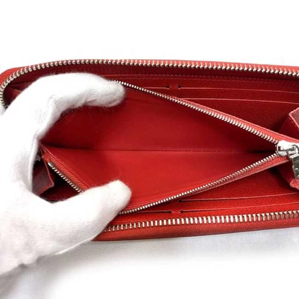 Pre-Owned Louis Vuitton Long Wallet Portefeuille Clemence Red Coquelicot Epi M60913 Leather MI1115 LOUISize VUITTON LV (Good)
