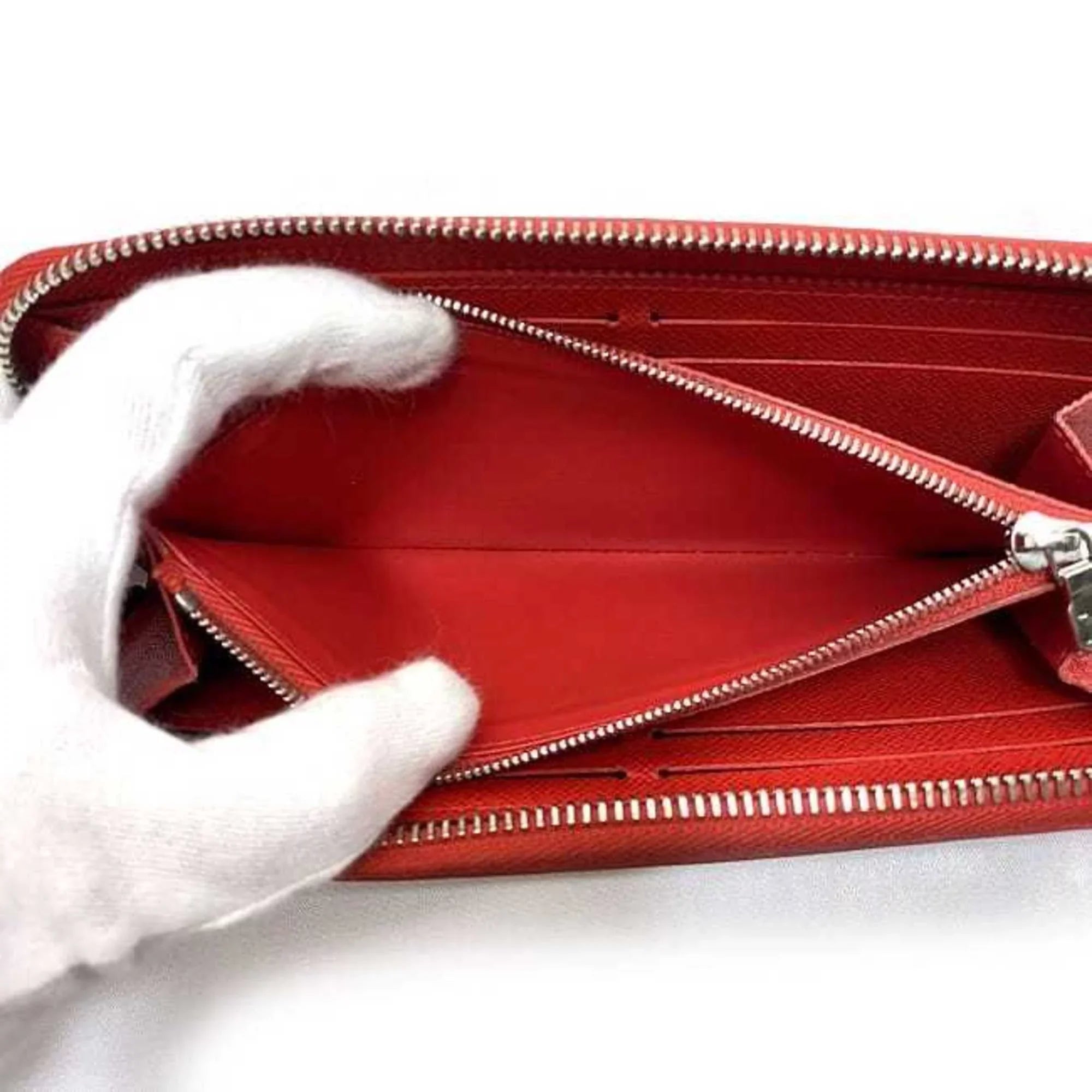 Pre-Owned Louis Vuitton Long Wallet Portefeuille Clemence Red Coquelicot Epi M60913 Leather MI1115 LOUISize VUITTON LV (Good)