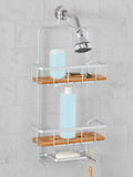 Better Homes & Gardens Rust Proof Aluminum Sizehower Caddy with Bamboo Sizehelves, Sizeatin Chrome