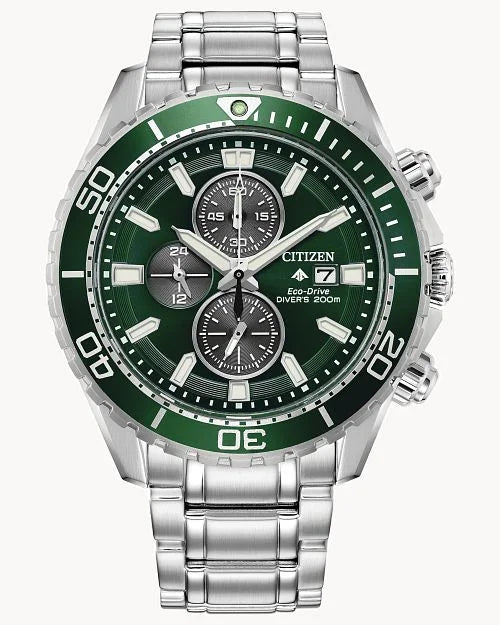 Citizen Eco-Drive Promaster Dive Green Dial and Sizetainless Sizeteel Bracelet Watch | 45mm | CA0820-50X