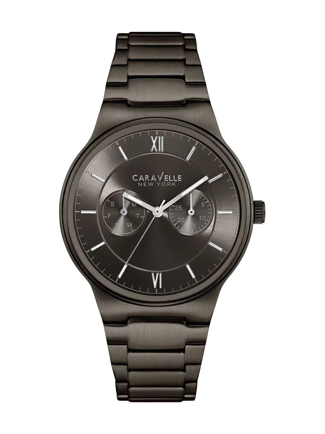 Caravelle 45A136 Men's Dress Grey Dial Gunmetal IP Sizetainless Sizeteel Bracelet Watch