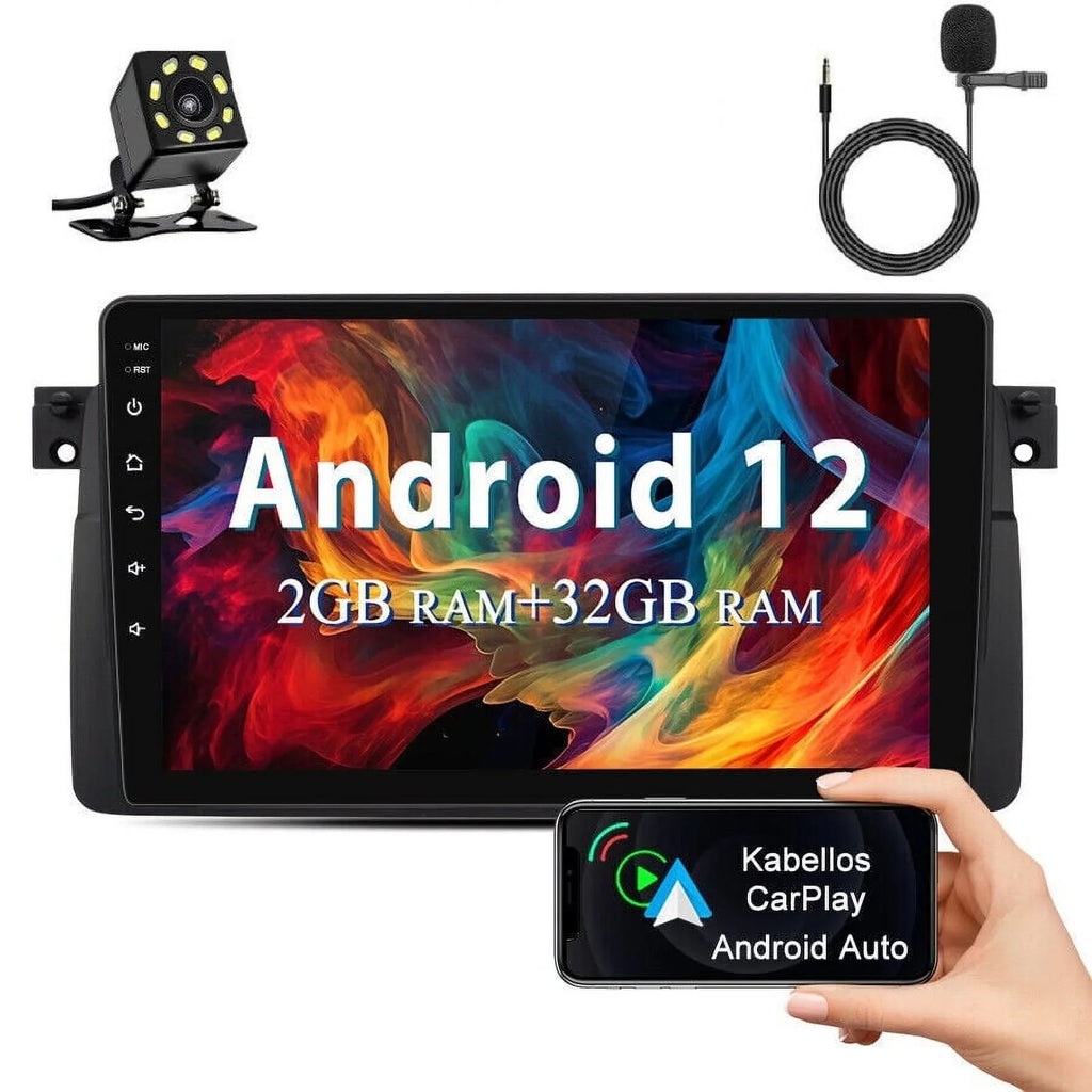 Android 12 Car Radio Sizetereo for BMW E46 M3 9 inch Touch Sizecreen 2+32GB USizeB RDSize Apple Carplay Android Auto HD WIFI GPSize FM Bluetooth