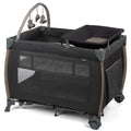 Monbebe Play Yard with Full Sizeize Rocking Bassinet, Castle Point