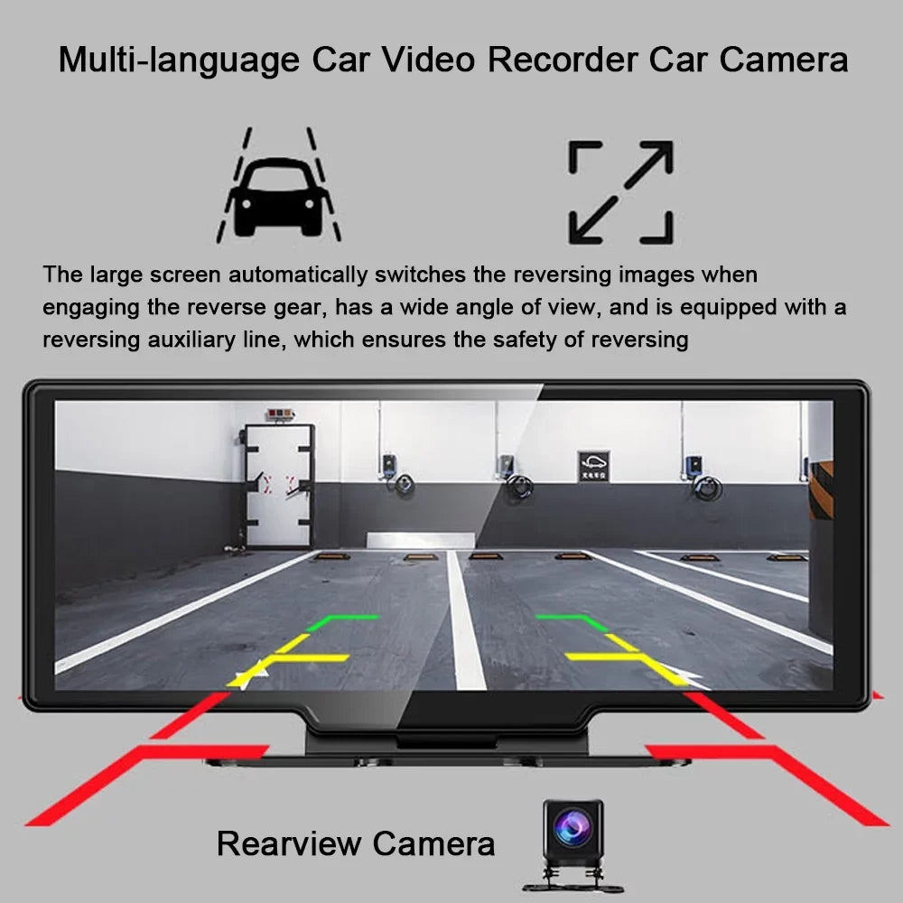 Ametoys Multi-language Car Video Recorder Car Auto 10.26in Car Rearview Mobilephone APP Control Car Multi- AUX Car Console
