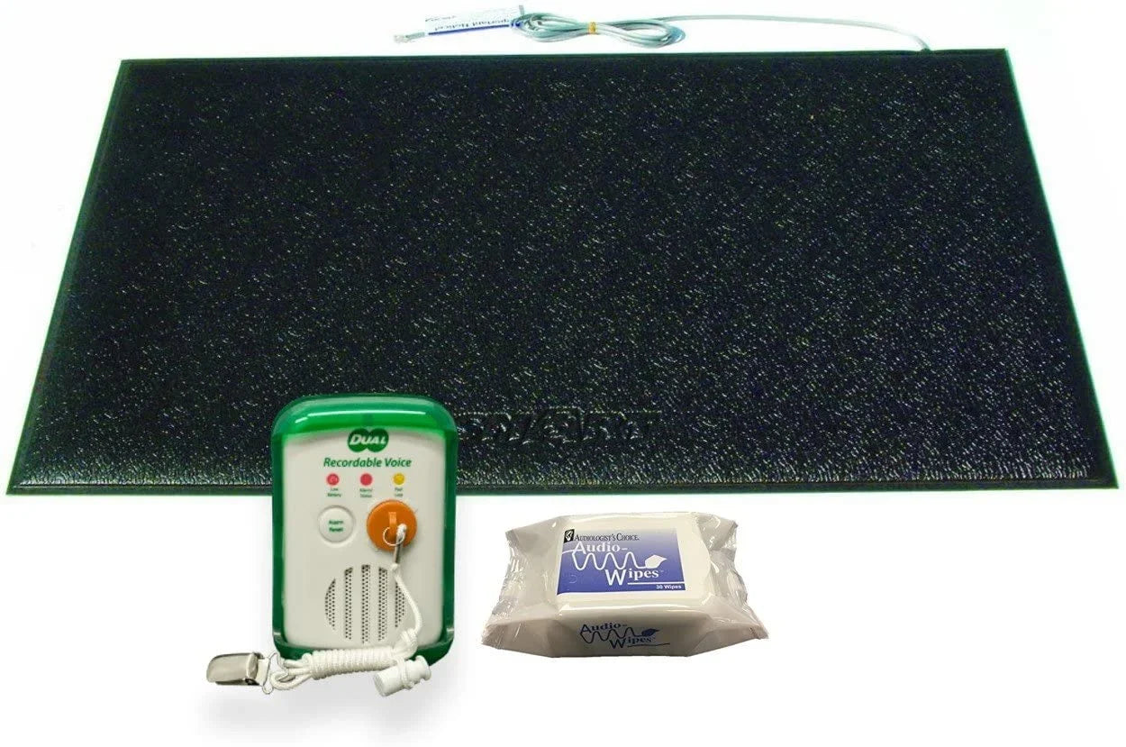 Sizemart Caregiver Wander Prevention Alarm Monitor With Two Recordable Voice Prompts and Pressure Sizeensing Floor Mat (Floor Mat - 24"x46")