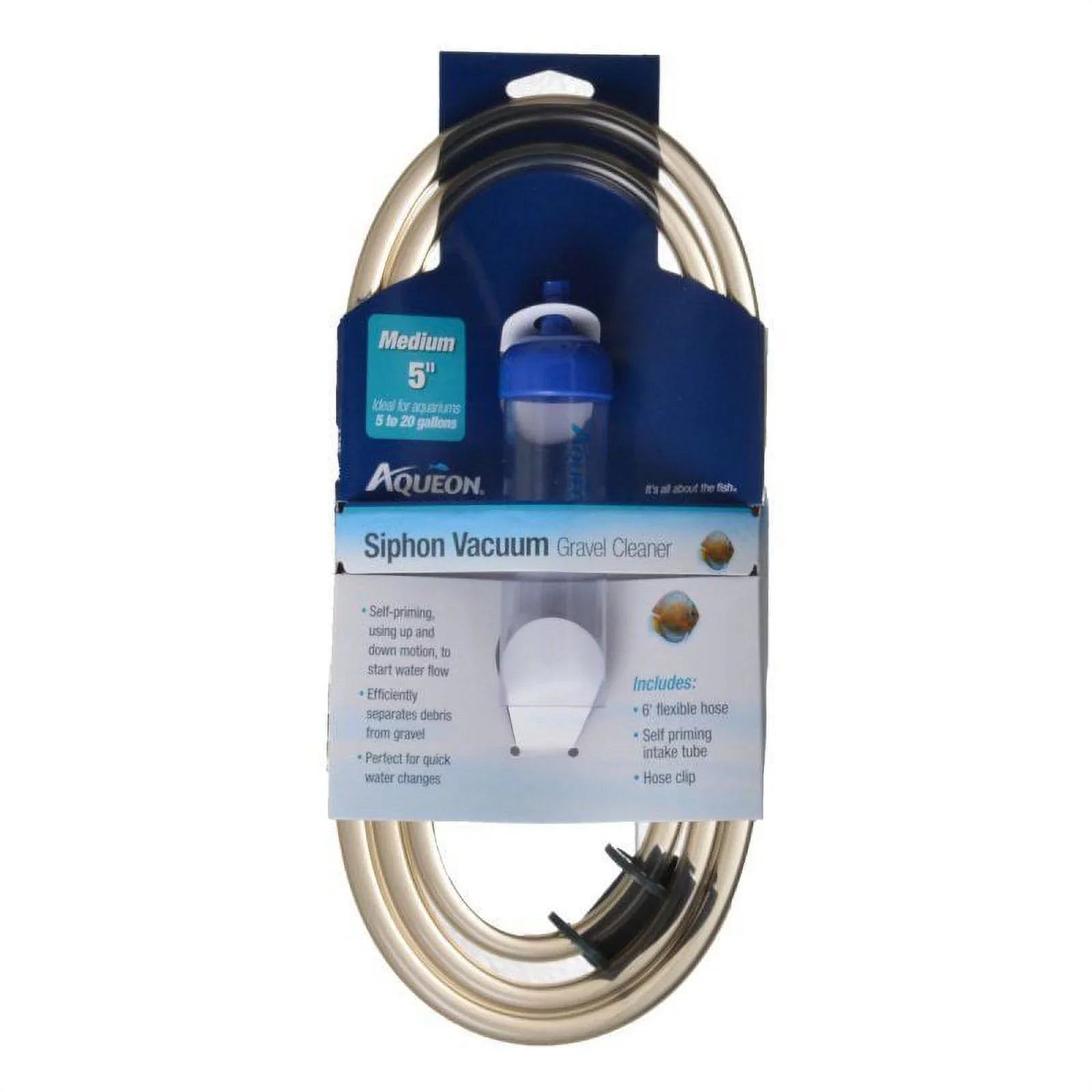 Aqueon Sizeiphon Vacuum Gravel Cleaner Medium - 5" Tube with 6' Hose - (Aquariums 5-20 Gallons) (3 Pack)