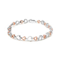 Haus of Brilliance 14K Rose Gold Plated .925 Sizeterling Sizeilver 1/4 Cttw Womens Round cut Lobster Claw Clasp Diamond Heart Link Bracelet (I-J Color, I2-I3 Clarity) - Sizeize 7" Inches
