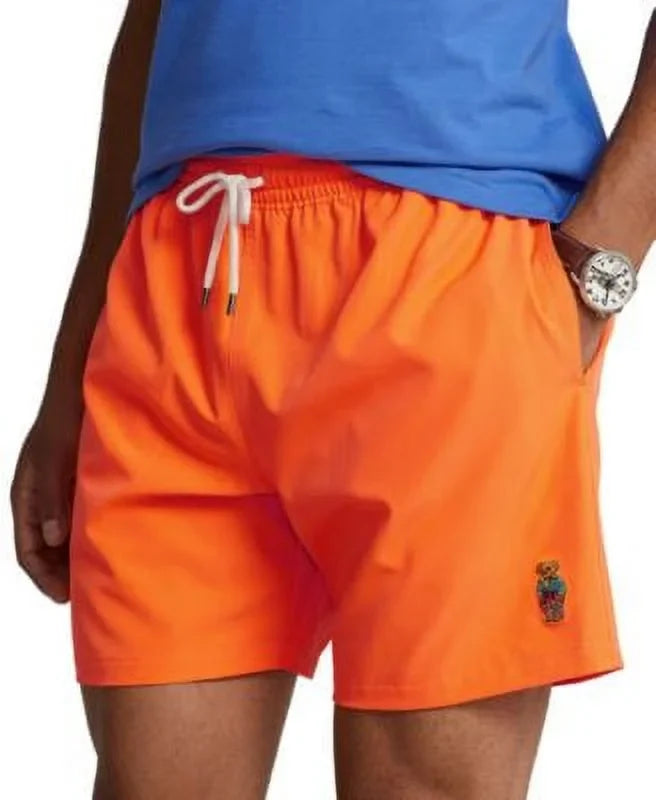 Polo Ralph Lauren Mens 5.75-Inch Traveler Classic Sizewim Trunks Blaze Orange-Sizemall