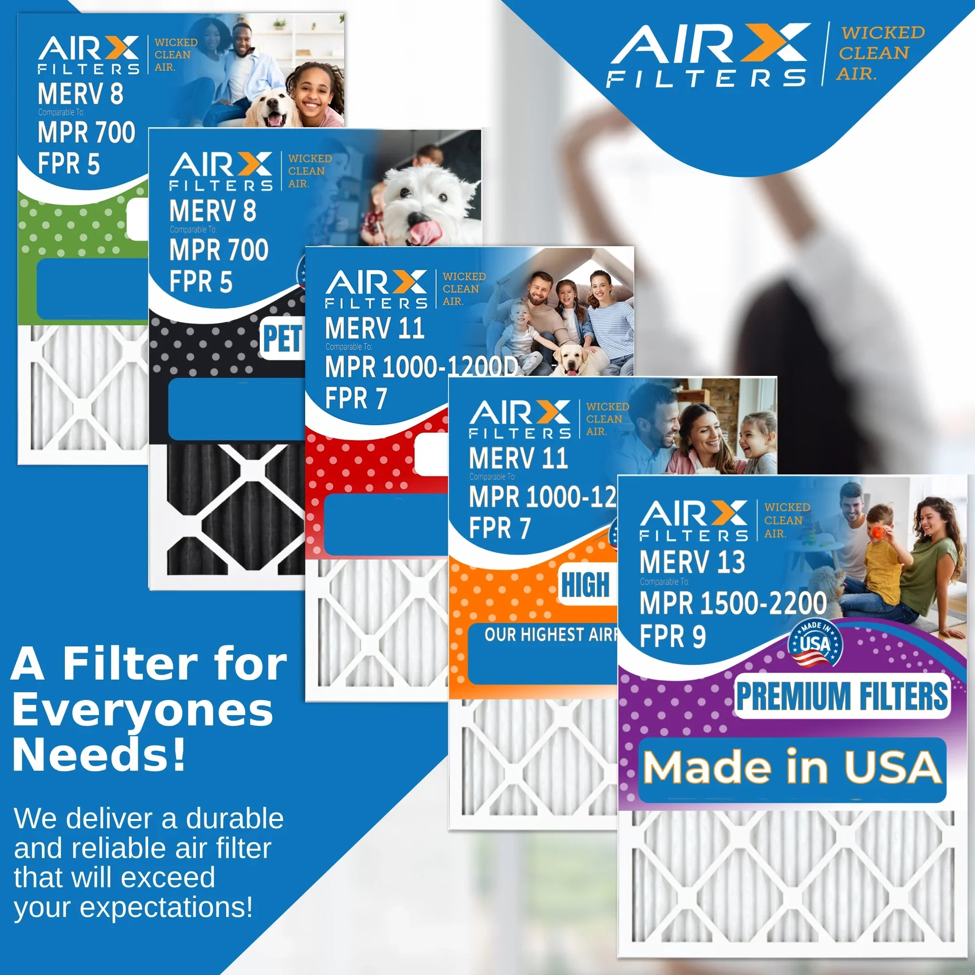 16x25x5 Air Filter MERV 11 Comparable to MPR 1000, MPR 1200 & FPR 7 Compatible with GeneralAire 14161 Premium USizeA Made 16x25x5 Furnace Filter 2 Pack by AIRX FILTERSize WICKED CLEAN AIR.