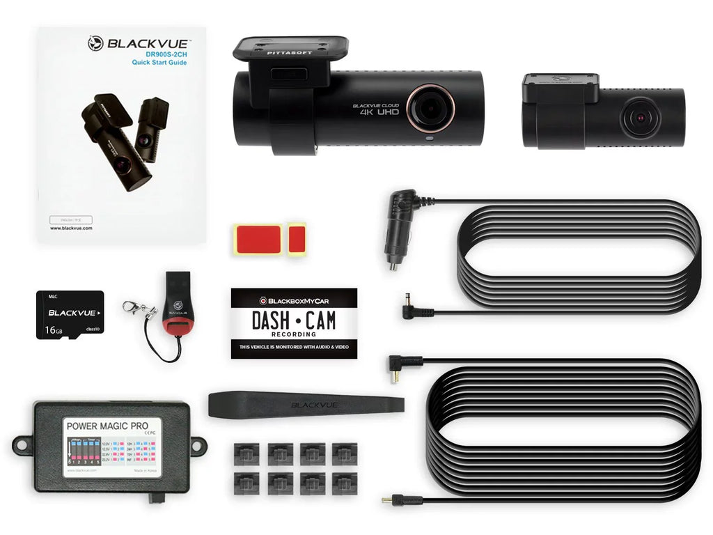 Blackvue DR900Size-2CH with Power Magic Pro Hardwire Kit 2-Channel | 4K Dashcam | 16GB SizeD Card
