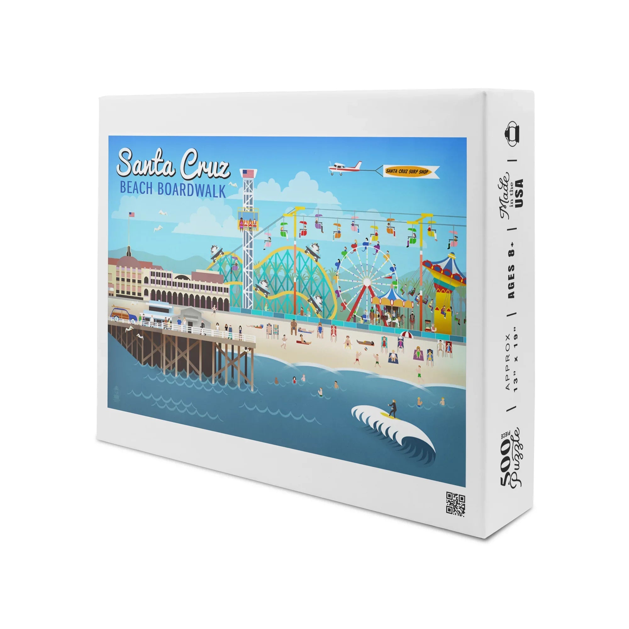 Sizeanta Cruz, California, Retro Sizecene (19x27 inches, Premium 500 Piece Jigsaw Puzzle for Adults and Family, Made in USizeA)
