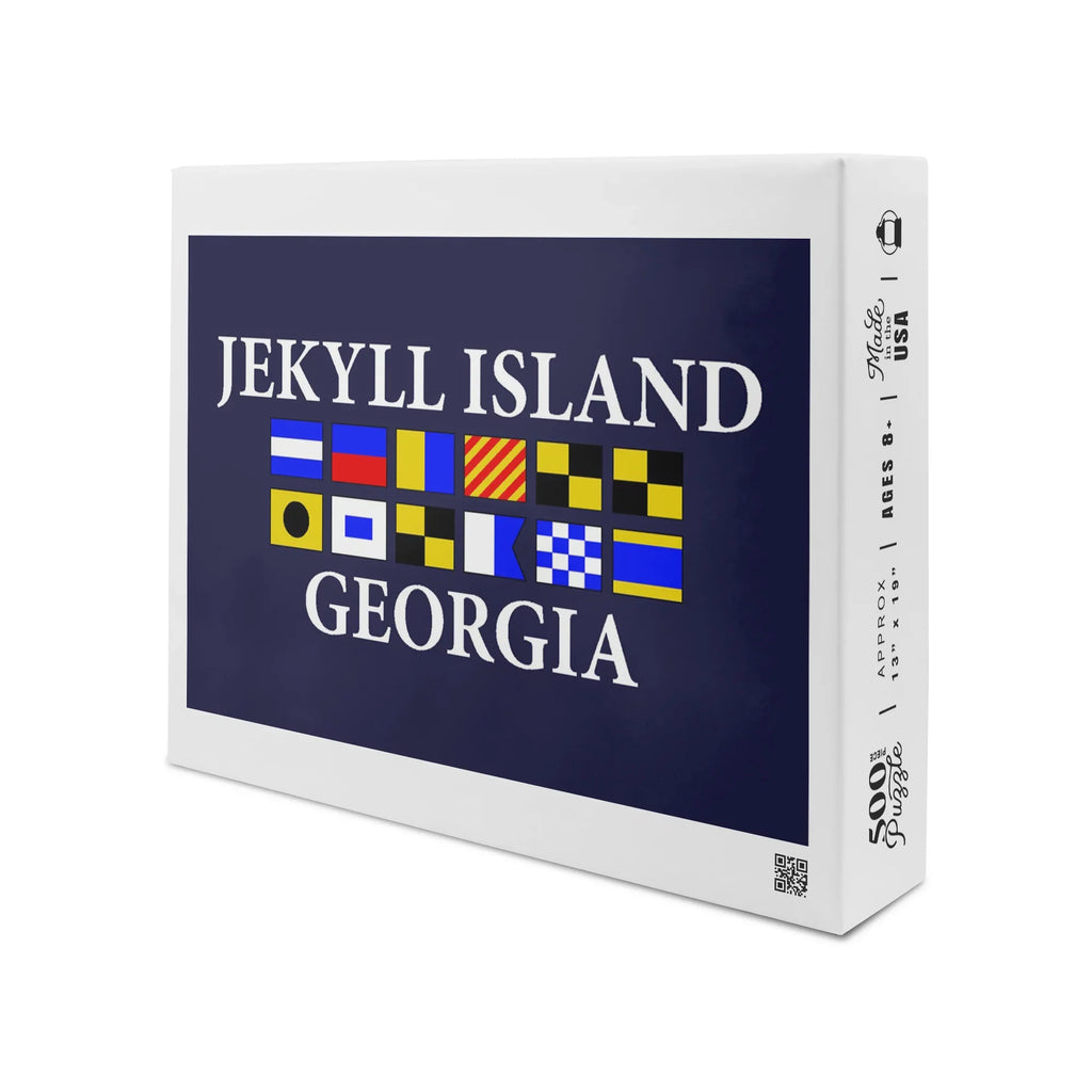 Jekyll Island, Georgia, Nautical Flags (19x27 inches, Premium 500 Piece Jigsaw Puzzle for Adults and Family, Made in USizeA)