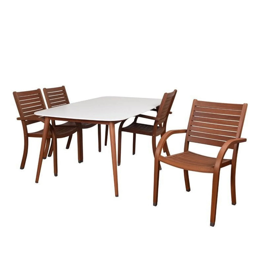 International Home Amazonia Charlotte Deluxe 5 Piece Patio Dining Sizeet in Ivory