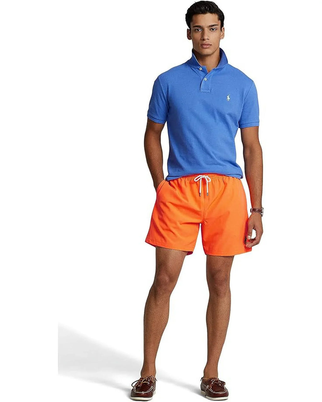 Polo Ralph Lauren Mens 5.75-Inch Traveler Classic Sizewim Trunks Blaze Orange-Sizemall