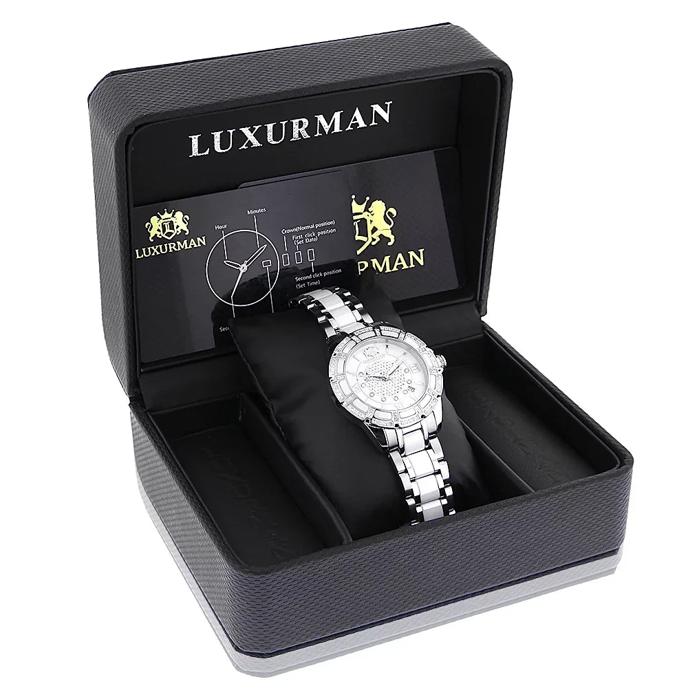 Ladies Diamond Ceramic Watch 1.25ct Ivory MOP Galaxy