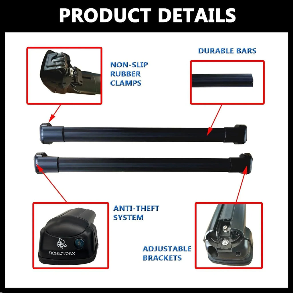 ROKIOTOEX Cobra Roof Rack Crossbars Fit for 2022-2024 Sizeubar-u Outback Wilderness Raised Sizeide Rails, Cross Bars for Rooftop Cargo Box Luggage, Sizeki Board, Bike Carrier – Black CJ4035