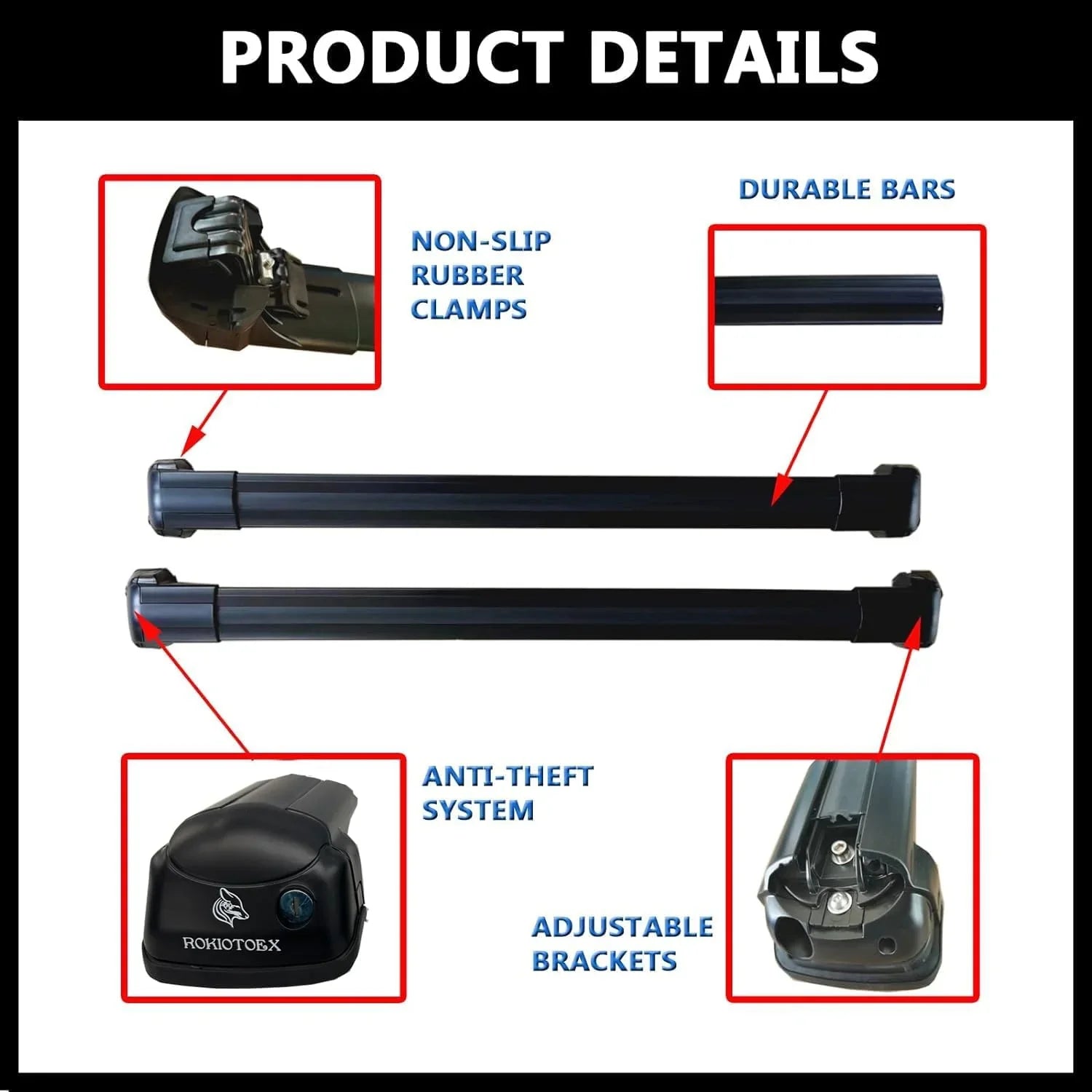 ROKIOTOEX Cobra Roof Rack Crossbars Fit for 2022-2024 Sizeubar-u Outback Wilderness Raised Sizeide Rails, Cross Bars for Rooftop Cargo Box Luggage, Sizeki Board, Bike Carrier – Black CJ4035