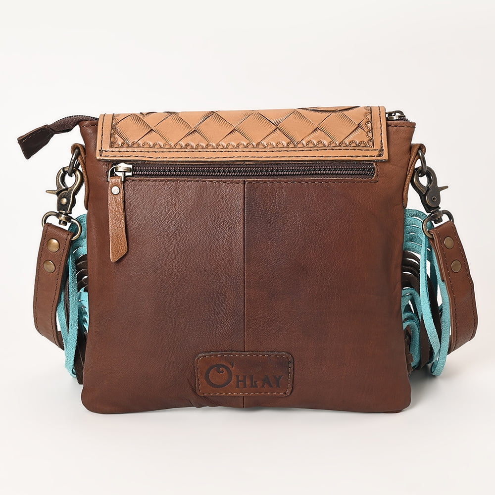KB OHLAY MESizeSizeENGER Hand Tooled Crocodile Embossed Genuine Leather women bag western handbag purse