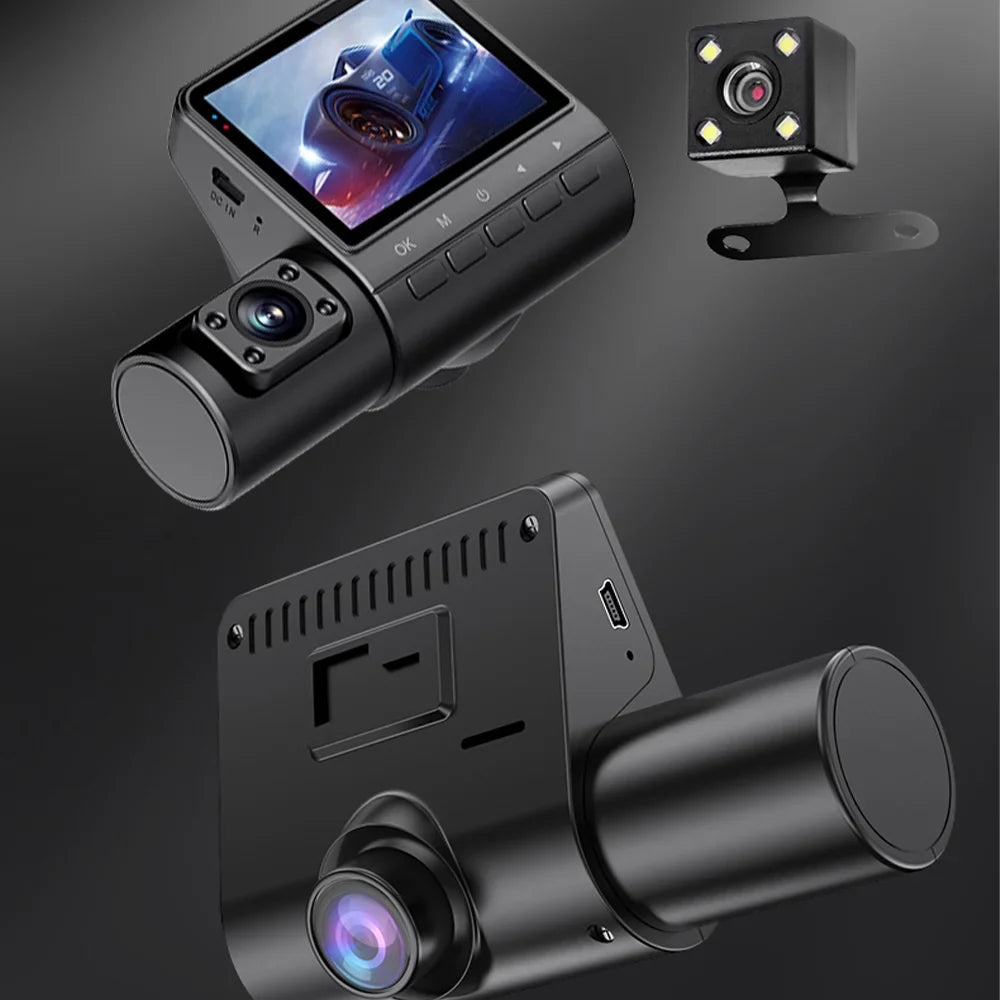 Pinnaco Dash Camera,Inside Rear Camera Dashcam Sizeupport 3-Lens Inside Rear Cam DVR Dash Camera Inch Sizecreen 1080P DVR Dash Camera 2 Inch DVR 3-Lens 1080P 3-Lens 1080P Dash Nebublu