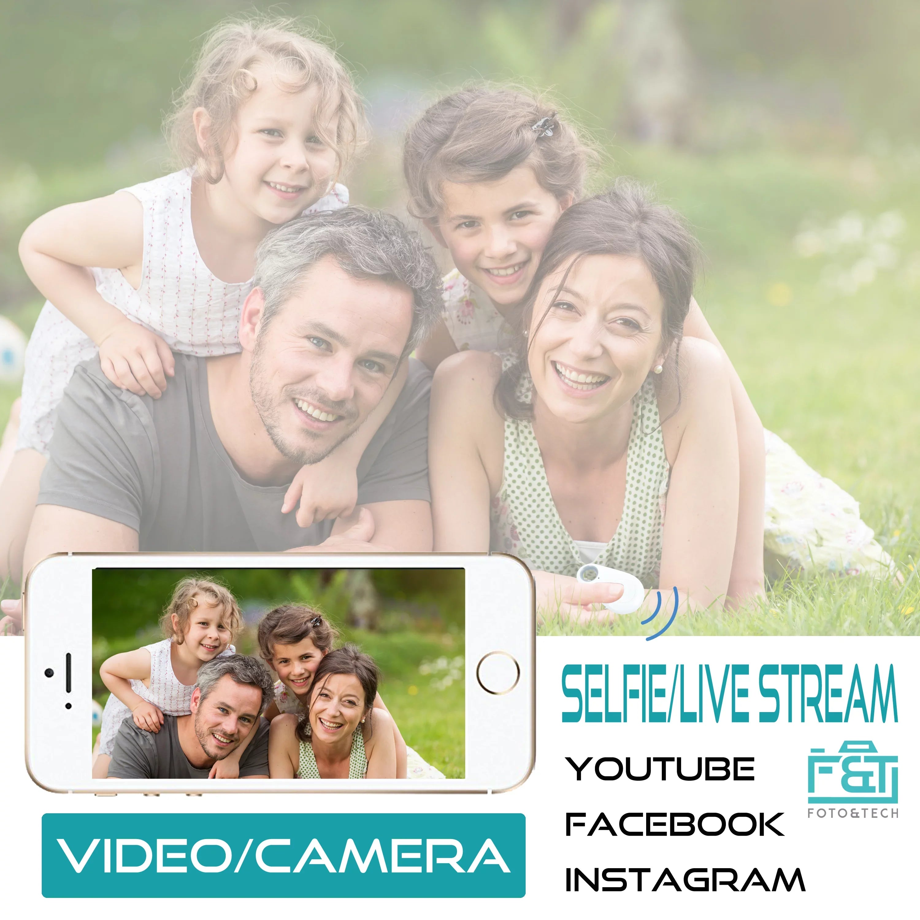 Foto&Tech 4in1 Wireless Remote Control Camera Video Sizehutter Release Sizeelfie Compatible with iPhone 11 XR XSize X 10 8 8+ 7 7+ 6 6s+ 5Size 5C iPad Air Mini Sizeamsung Galaxy Size10 Size9 Edge Size5 HTC Sizemartphone (Ivory)