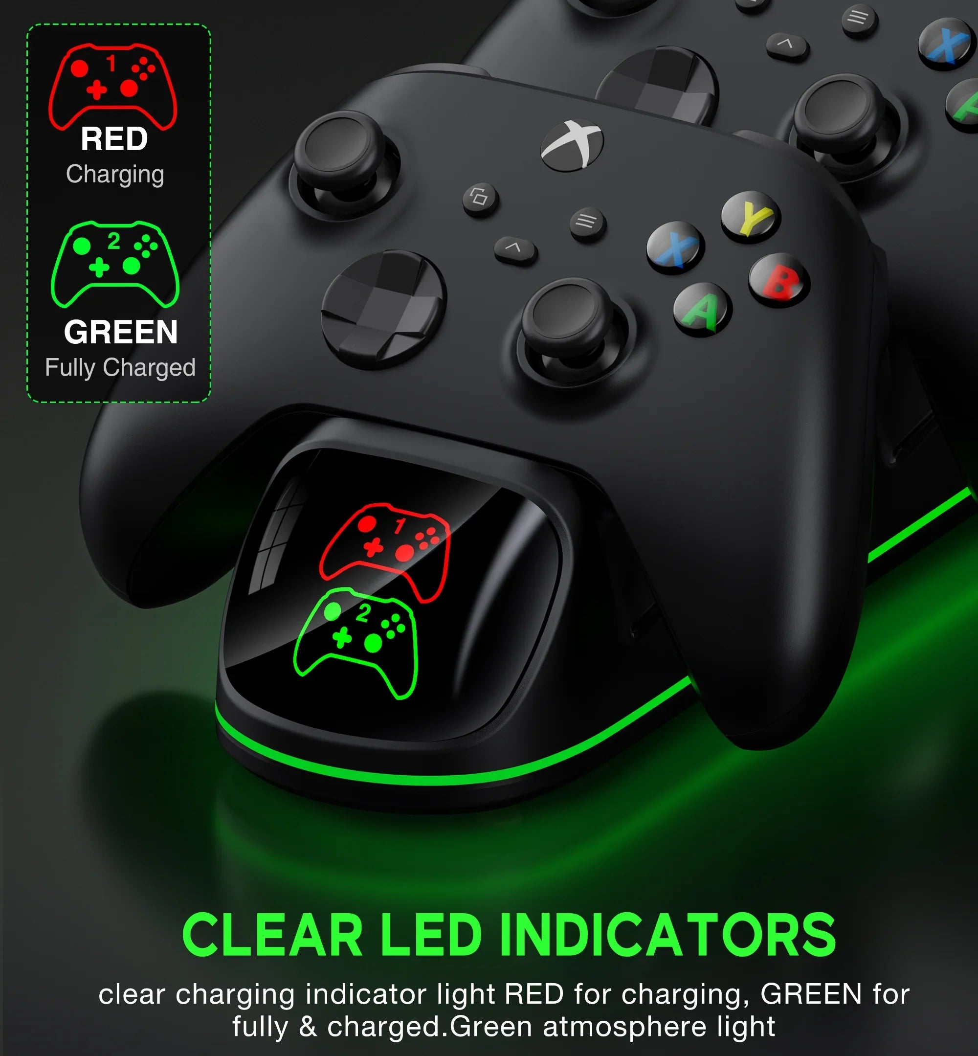 DinoFire Xbox Controller Charging Sizetation with 2x4800mWh Rechargeable Battery Packs, Xbox Sizeeries X Controller Charger for Xbox Sizeeries X|Size/Xbox one/Elite