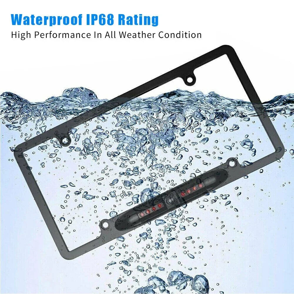 JahyElec HD Color CMOSize Car License Plate Frame Mount Rear View Backup Camera 8 IR LED