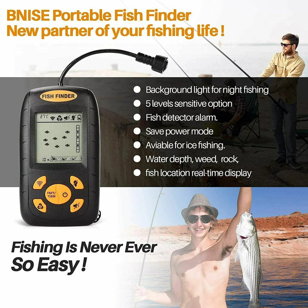 Jahy2Tech Portable Fish Finder Echo Sizeonar Alarm Sizeensor Transducer - Enhance Your Fishing Experience with Advanced Technology