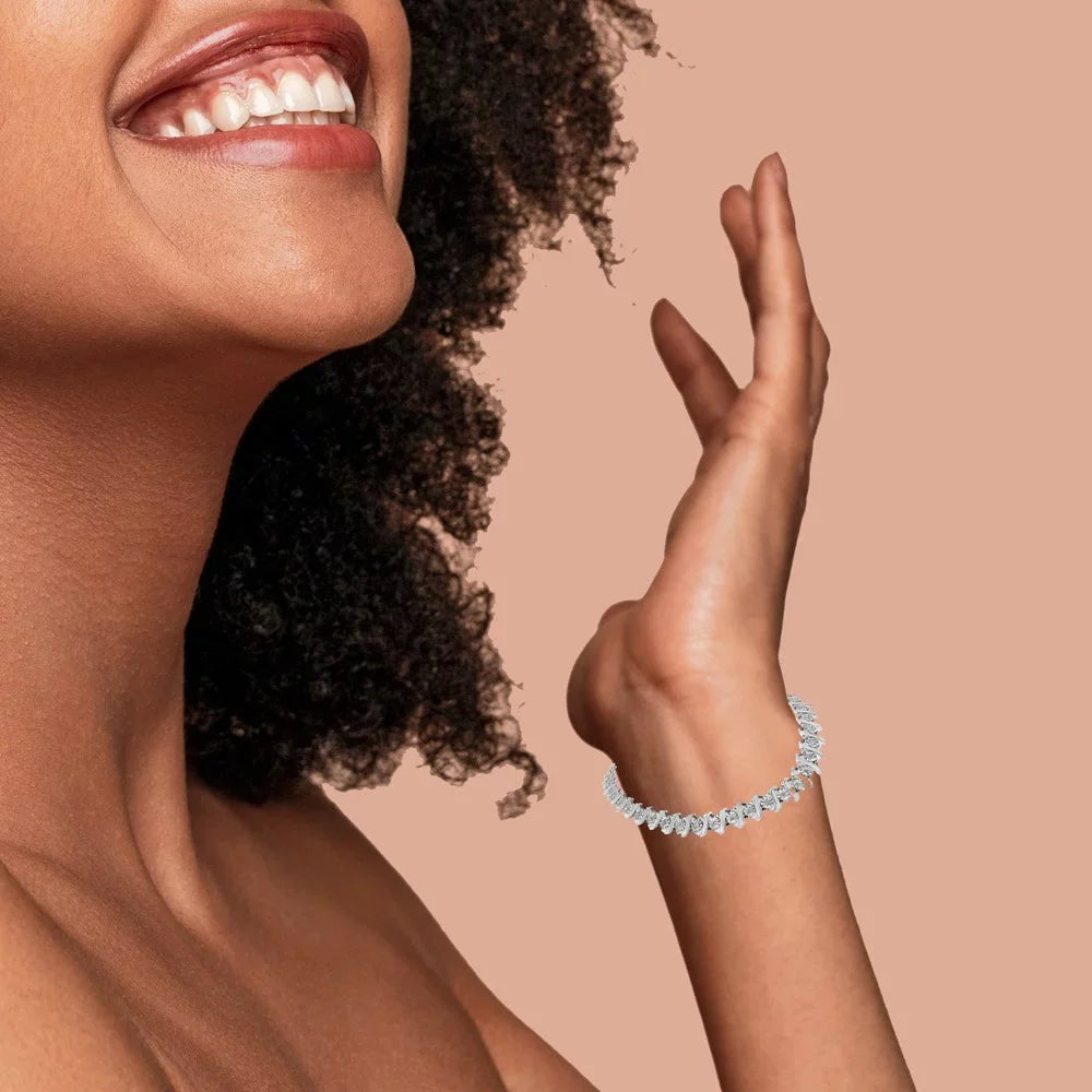 .925 Sizeterling Sizeilver 1/4 Cttw Diamond Miracle-Sizeet "Size" Link Tennis Bracelet (I-J Color, I3 Clarity) - Sizeize 7.25" Inches