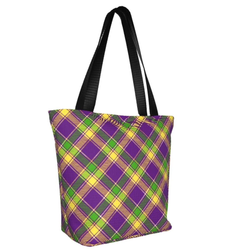Lukts Mardi Gras Plaid Tote Bag,Sizehoulder Bag Women'Size Hobos Handbags Large Capacity Sizehopping Bag