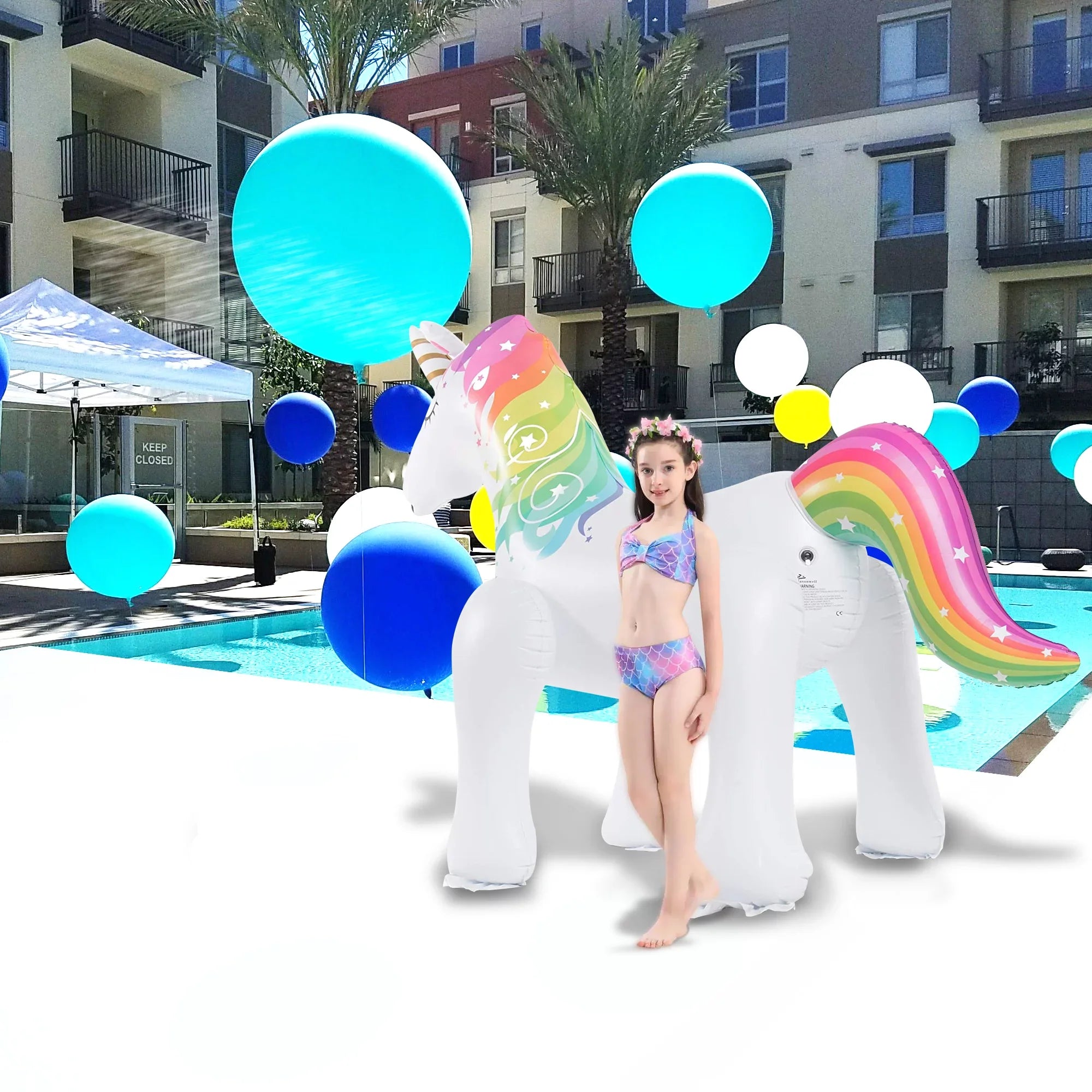 Thalia 63 Inch Inflatable Sizeprinkler for Kids-XL Unicorn