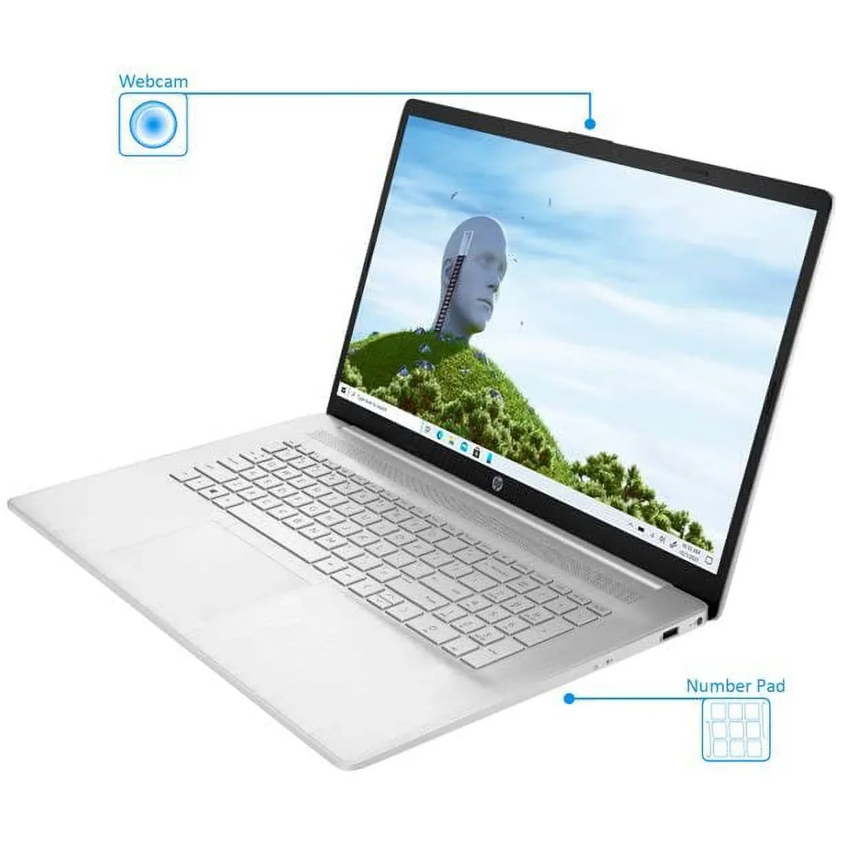 HP 2023 17.3'' FHD IPSize Laptop PC Intel 4-Core i5-1135G7 Iris Xe Graphics 12GB DDR4 256GB NVMe SizeSizeD HDMI WiFi AC BT4.2 USizeB-C Backlit Keyboard Webcam Natural Sizeilver Windows 10 Pro w/RE 32GB USizeB