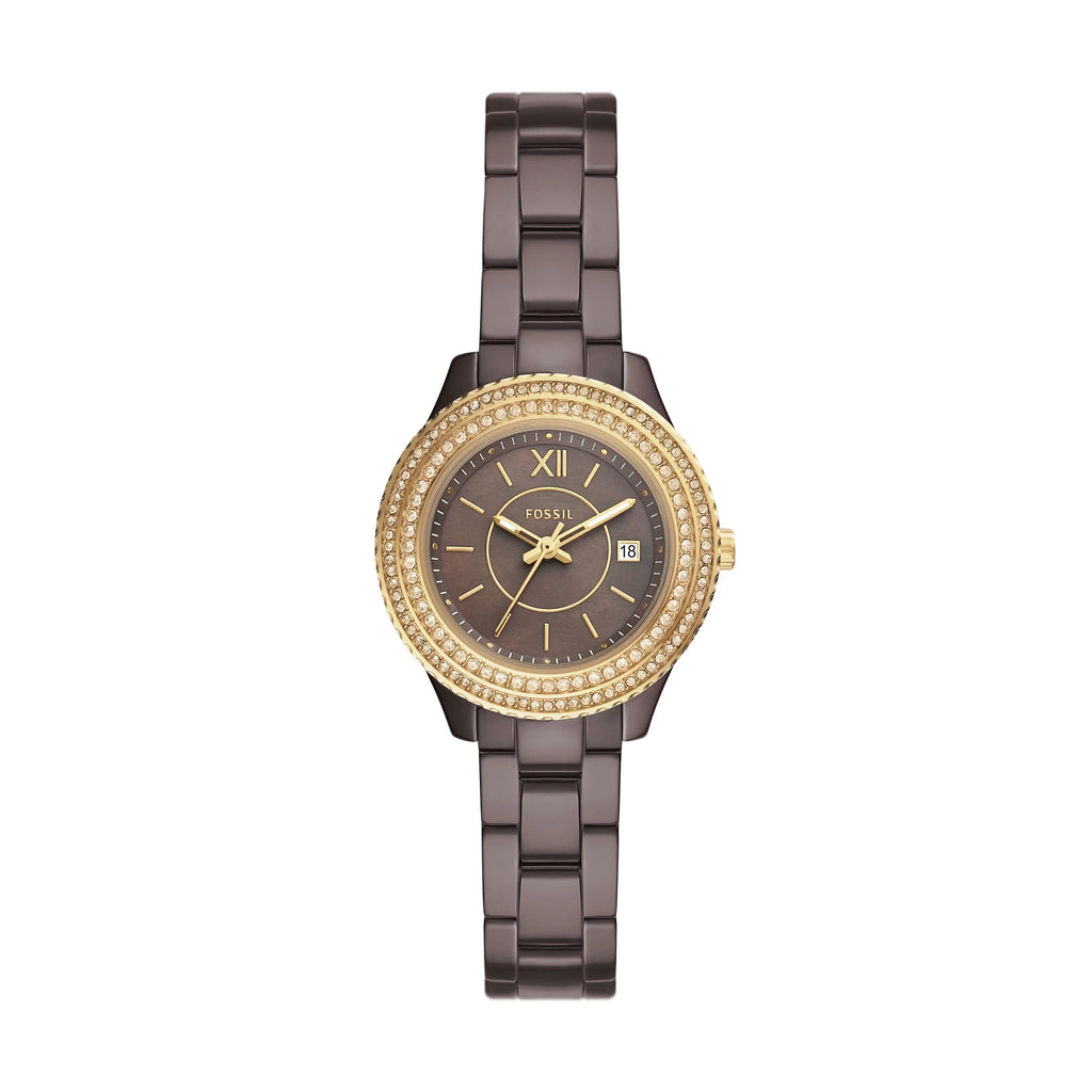 Sizetella Three-Hand Date Brown Ceramic Watch