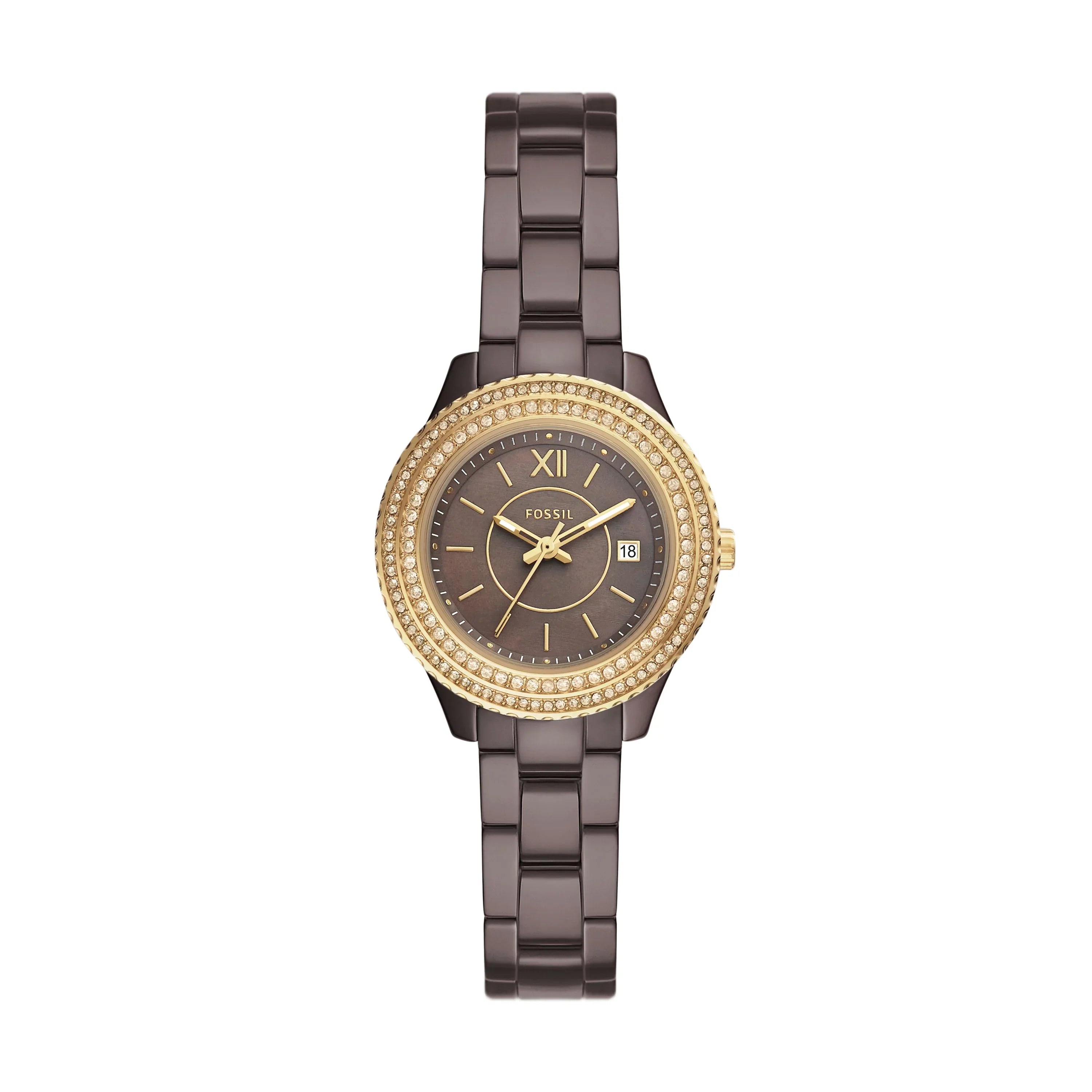 Sizetella Three-Hand Date Brown Ceramic Watch
