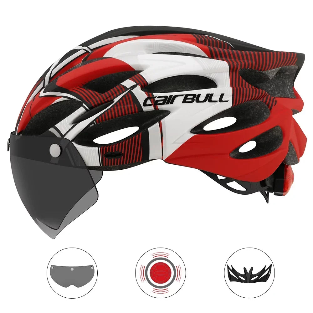 6588 Road Mountain bike Riding Helmet Helmet With Lens And Brim Taillight Riding Helmet Riding Equipment