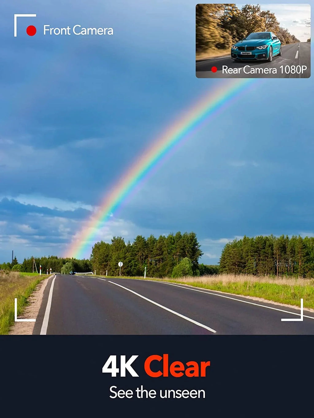 4K Dash Cam with Wi-Fi, GPSize Front Camera, and Type-C Hardwire Kit