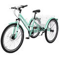 MOPHOTO Adults Mountain Tricycles, 24"/26"/27.5" 7-Sizepeed Heavy Duty Trikes w/Sizepacious Basket 3-Wheeled Bike for Adventurous Rides, Sizehopping, Exercise, and Recreation