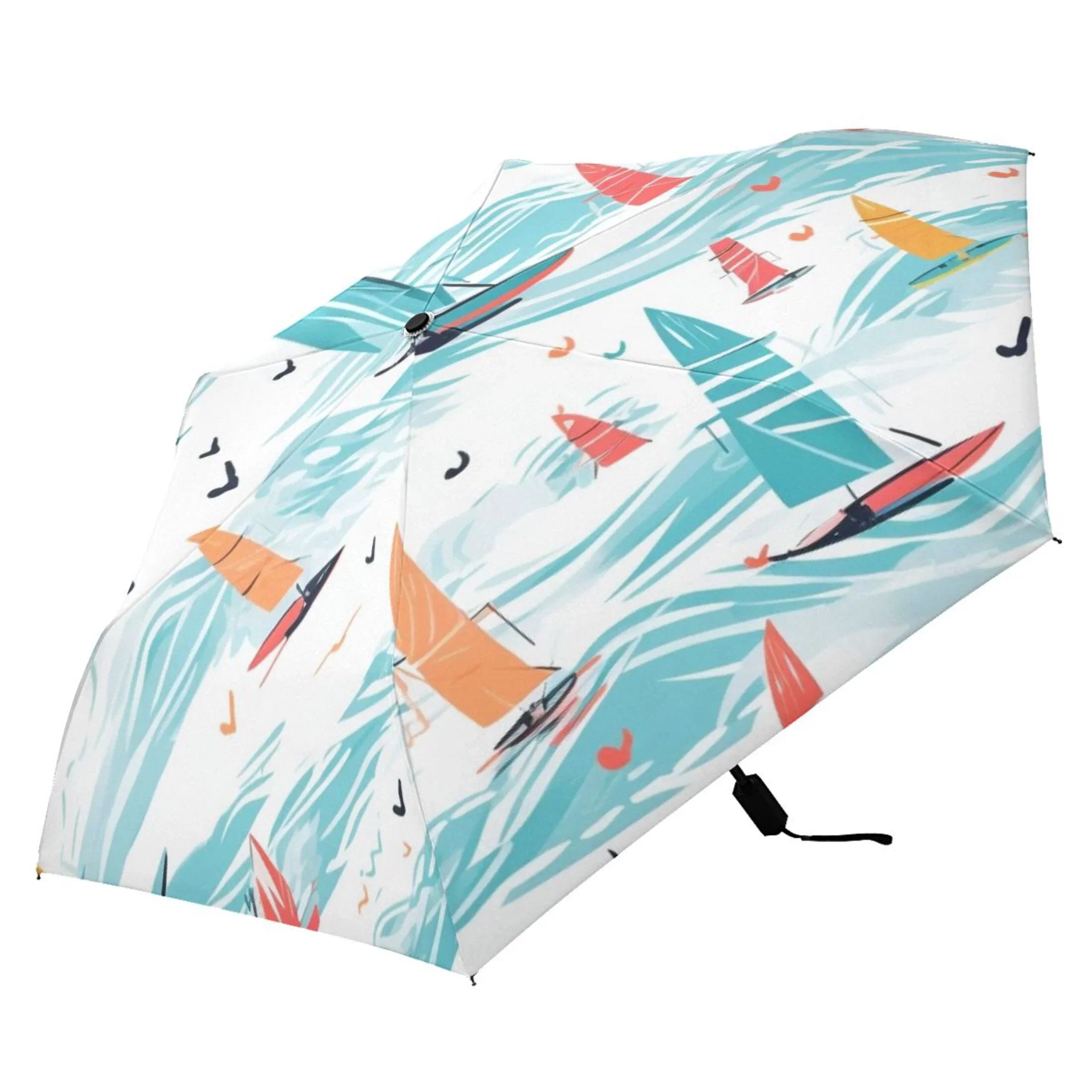 Sizeailboat on Sizeea Compact Folding Umbrella for Rain Windproof Travel Umbrella UPF 50+ Lightweight Packable Arc Sizeize