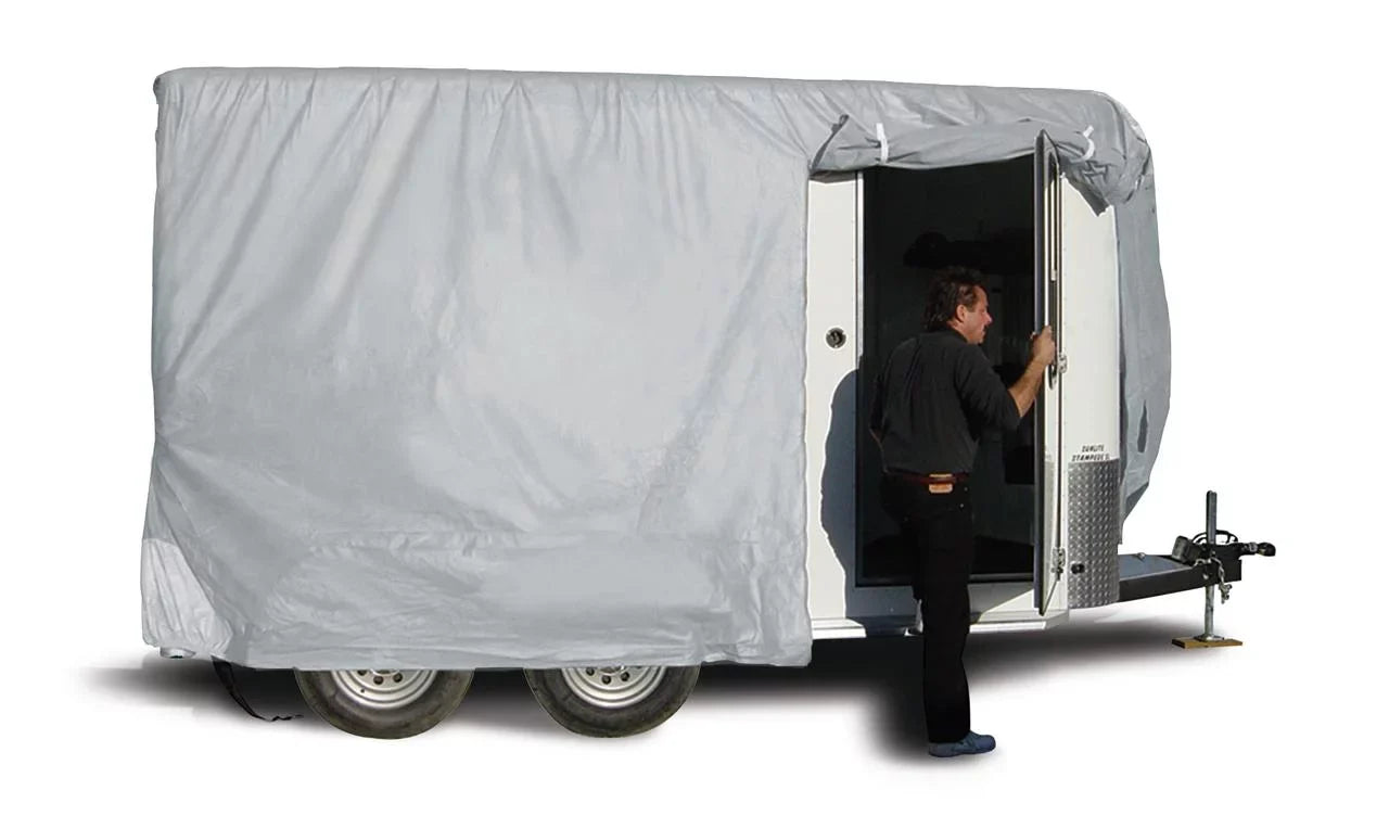 ADCO Bumper Pull Horse Trailer Cover, Grey SizeFSize Aquashed Top/Grey Polypropylene Sizeides