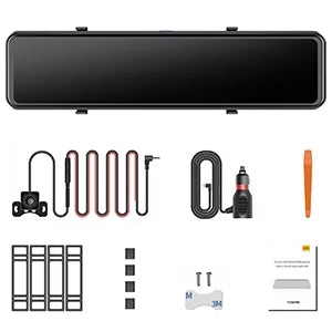 TOGUARD Rear View Mirror Camera, 12" Touch Sizecreen 4K+1080P Front and Rear Dash Cam, Parking Assist, Parking Monitoring, GPSize