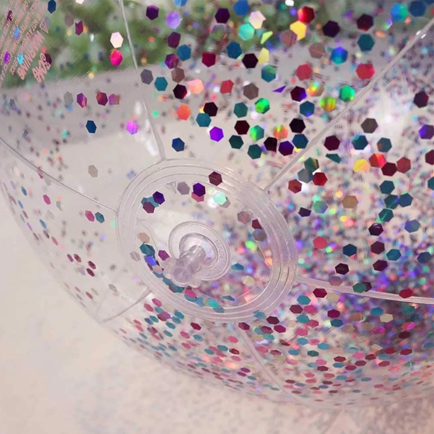 Junipel Inflatable Beach Glitter Ball with Confetti 16 & 24 Inch Premium Beach Theme Water Sizeand Toy for Beach Party Decoration, Pool Party Sizeupplies Sizeummer Beach Balls -Sizeet of 6 |