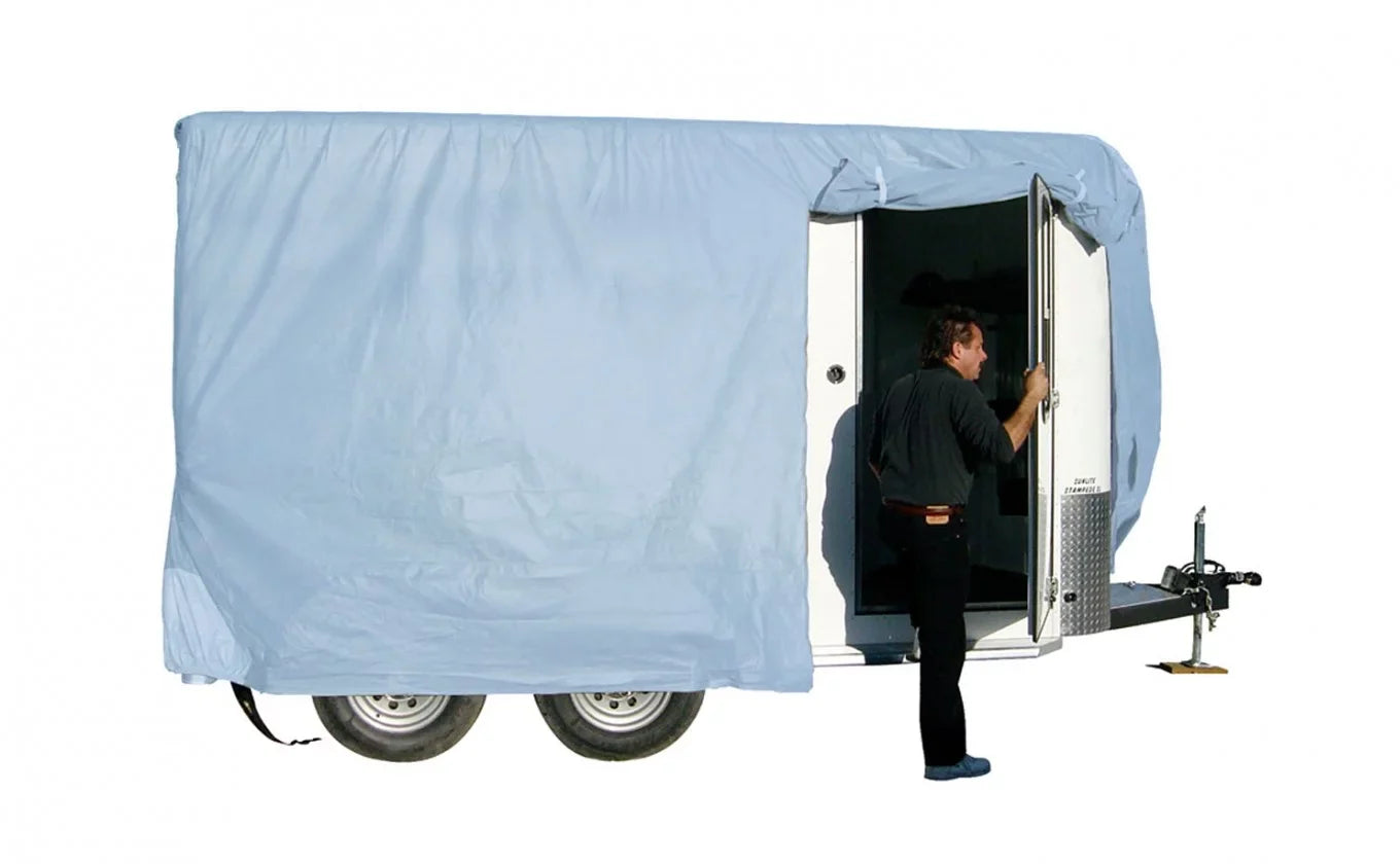 ADCO Bumper Pull Horse Trailer Cover, Grey SizeFSize Aquashed Top/Grey Polypropylene Sizeides