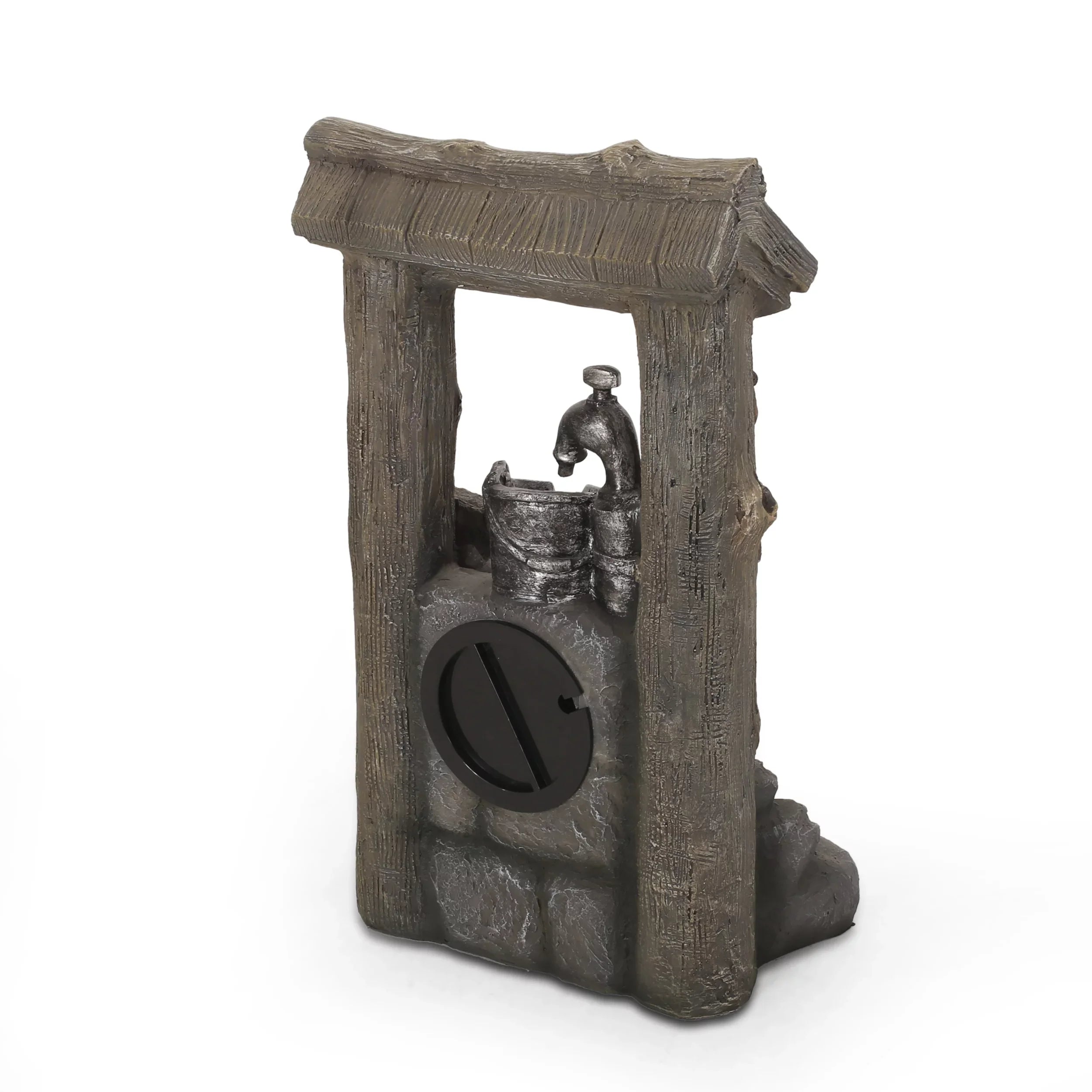 Noble House Berrien Outdoor 3-Tier Bucket Fountain, Brown and Gray