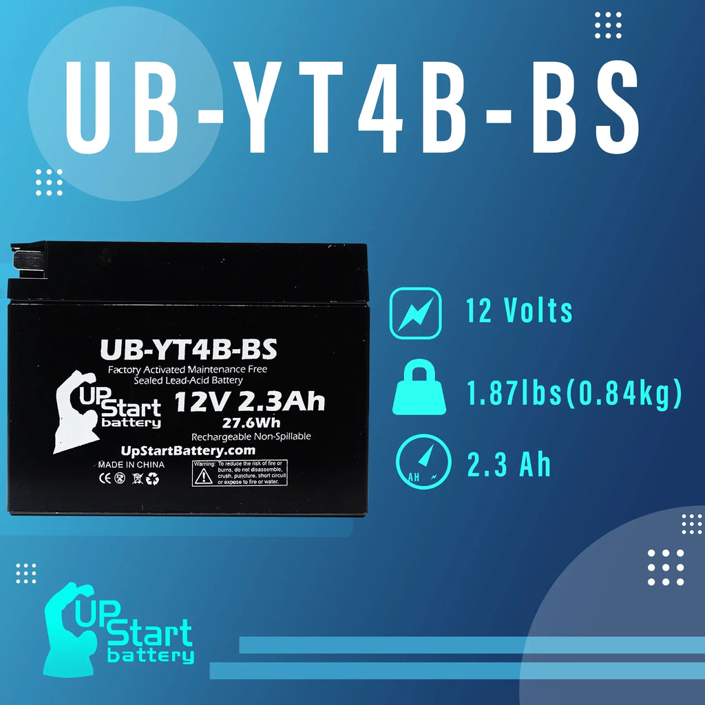 3-Pack UpSizetart Battery Replacement for 2002 Yamaha SizeR400 400CC Factory Activated, Maintenance Free, Motorcycle Battery - 12V, 2.3Ah, UB-YT4B-BSize