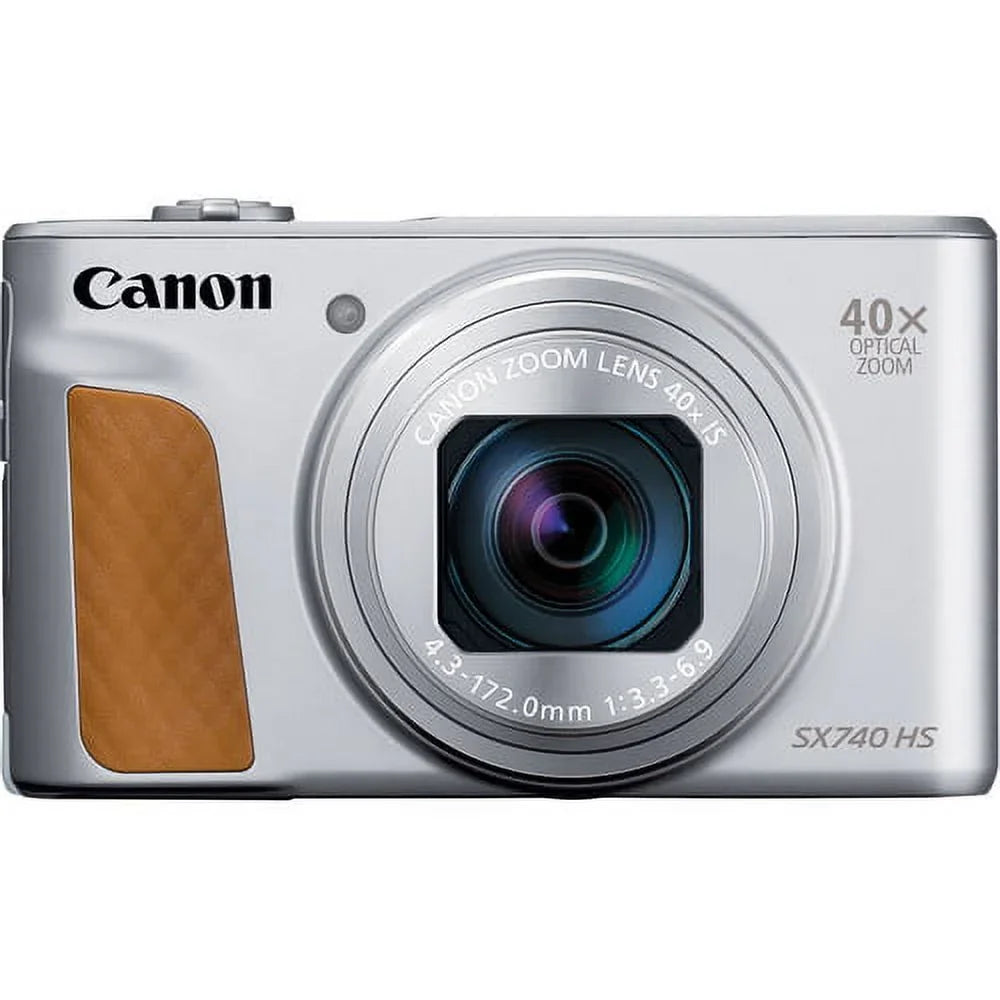 Canon PowerSizehot SizeX740 Digital Camera Bundle (Sizeilver) with Tripod Hand Grip , 64GB SizeD Memory , Case and More