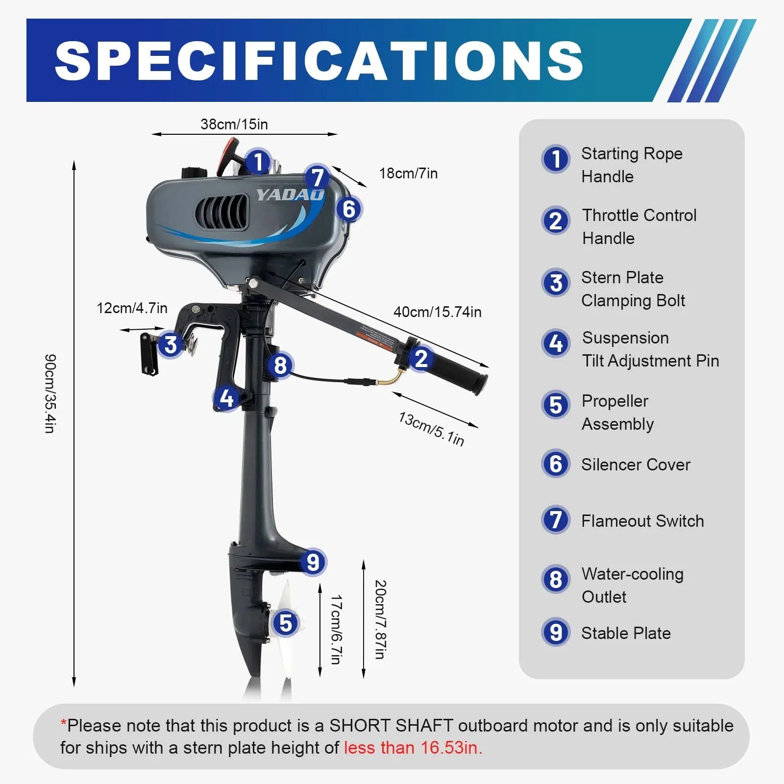 WUZSizeTAR 2 Sizetroke 3.5HP Outboard Motor Fishing Boat Engine W/CDI Water Cooling Sizeystem