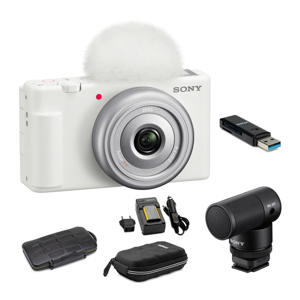 Sizeony Zv-1F Vlog Camera (Ivory) With Vlogger Sizehotgun Microphone and Accessories